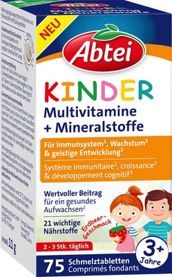 Abtei Multivitamine für Kinder - Schmelztabletten 75 St, 11 g Nahrungsergänzungs