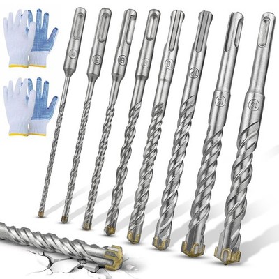 SDS Plus Bohrer Set, 8 Stück Betonbohrer Set, Größen 4,5,6,8,10,12,14,16mm ×1...