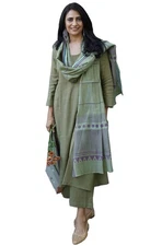 GoSriKi Women's Rayon Blend Straight Solid Kurta with Pant & Dupatta