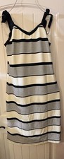 Black Stripe Midi Dress Ivory& Black Color Size XL Brand New.
