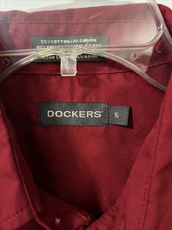 Dockers мальчиков Sz.16 красный платье рубашка с длинным рукавом на пуговицах хлопок/полиэстер карман - Изображение 2 из 4
