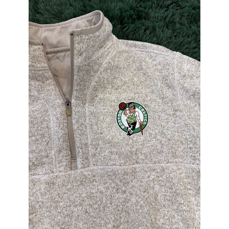 Boston Celtics Y2K Beige Pullover XL Pullover 1/4 Cremallera Suéter Sudadera Foto 2 de 4
