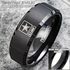 Personalized Engraved Black Tungsten Carbide Men's Ring U.S. Army Wedding Band