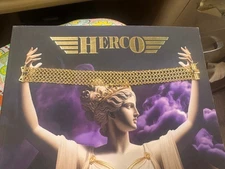 Herco 18k Gold Mesh Bracelet-Sapphire Cabochon Clasp Old Stock