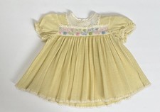 Vintage 70 s Pale Yellow Accordion Perma-Prest Baby Girls Dress 6-12 Months