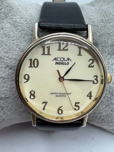 Vintage Men's Timex Acqua Indiglo Gold Tone Quartz Watch New Battery