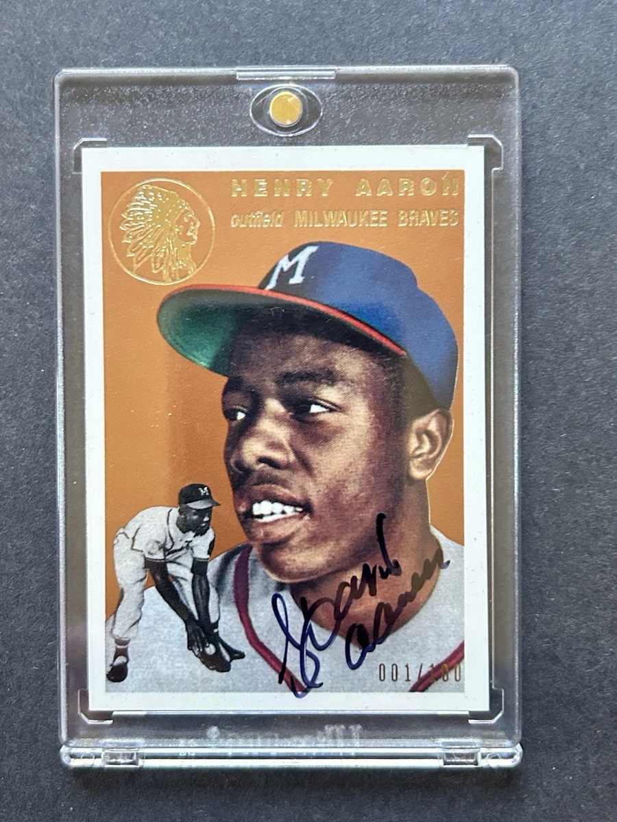Topps Hank Aaron Autographed Baseball Sports Trading Cards for