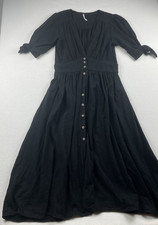 Free People Love of My Life Midi Dress Black Cotton Gauze Boho Small OB859911