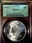 1883 P  MORGAN DOLLAR  PCGS CH BU + BEAUTIFUL BLAZER GREEN LABEL  OH
