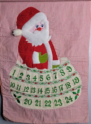 Rare Vintage Christmas Advent Calendar Red Striped Numbered Limited #J-2484 24''