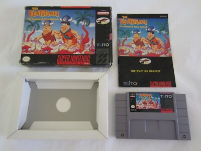 Flintstones Treasure of the Sierra Madrock SNES Super Nintendo CIB Complete RARE