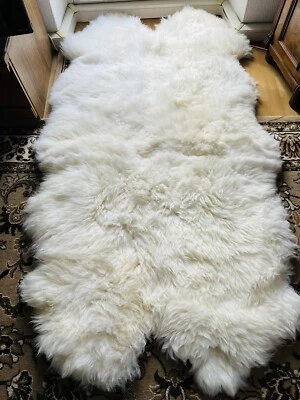 Schlaffell Fellteppich Schaffelldecke Bett Lammfell 4er Kaminfell 200 X 120 cm - Bild 1 von 3