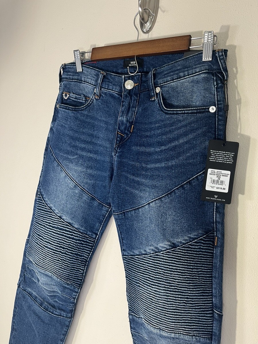 $219 True Religion ROCCO MOTO STITCH Relaxed SKINNY JEAN 107335 sz