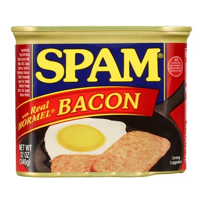 SPAM Classic Canned Luncheon Meat with Bacon 12 Ounce Pack of 6
