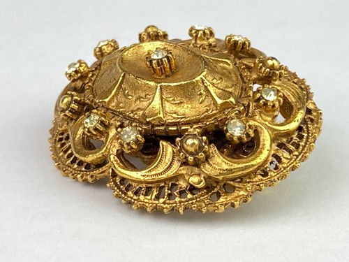 FLORENZA DAMILLE Vintage Gold Tone Oval Pin Brooch Magnet - Picture 6 of 10