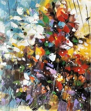 Floral, Acrylic Painting-Hand Painted, 60 X 50cm