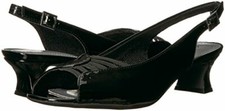 Easy Street Women's Shoes Bliss Slingback Peep-Toe Pumps PATENT Black 9M