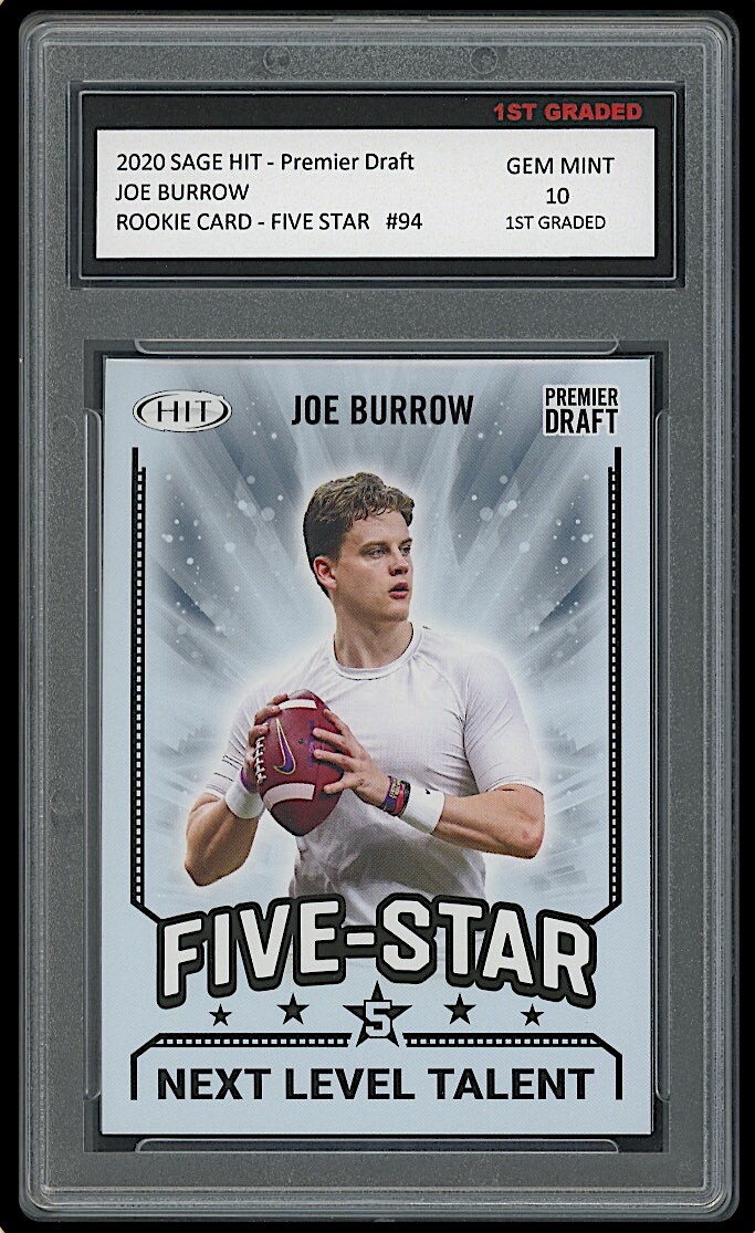 joe burrow rookie card graded JOE BURROW 2020 SAGE HIT PREMIER DRAFT 1ST GRADED 10 ROOKIE CARD #94 NEXT  LEVEL