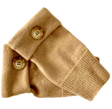 FINGERLESS GLOVES CAMEL MERINO WOOL S M L SMALL MEDIUM LARGE OS WOMEN'S LADIES