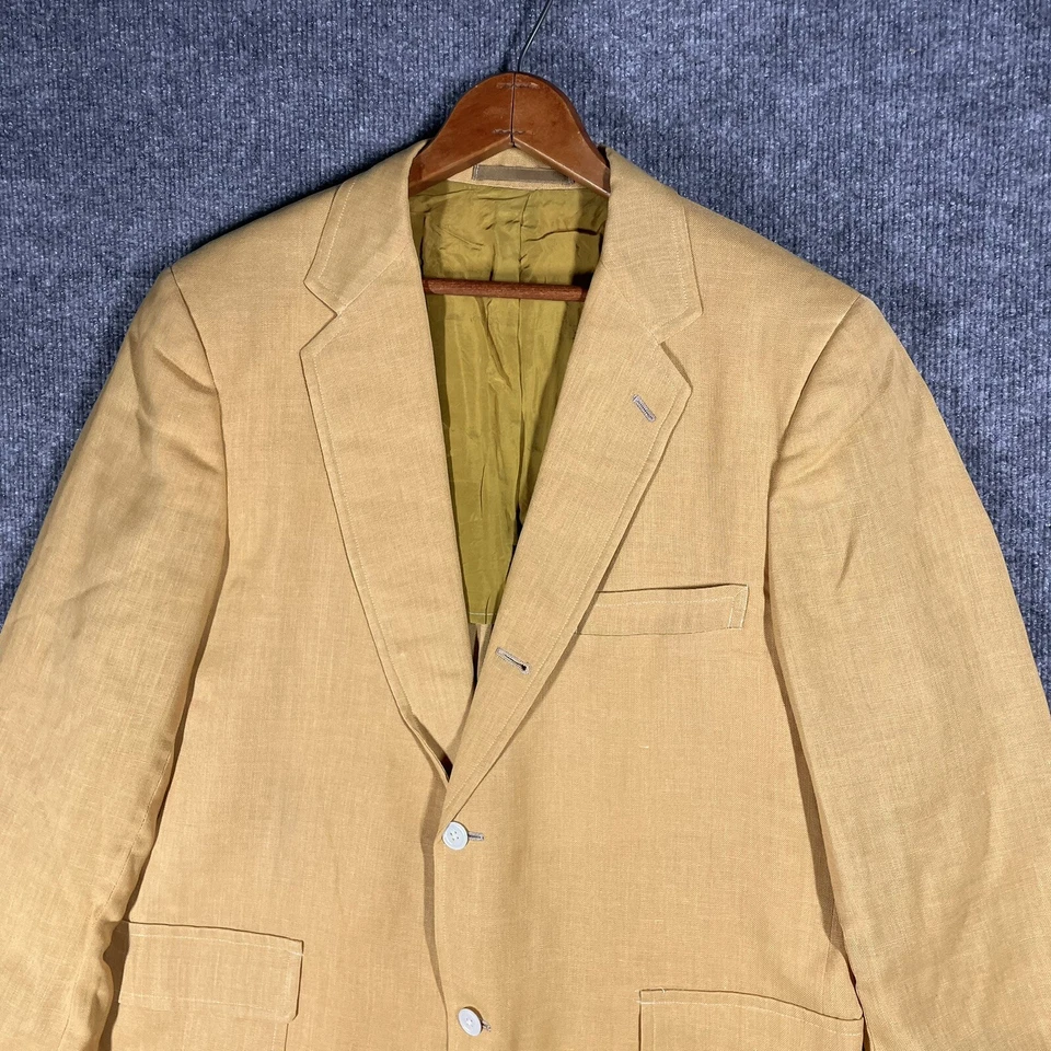 VINTAGE 50s Brooks Brothers Rockabilly Blazer Jacket Size 42 Mustard Yellow - Image 2 of 4