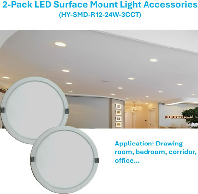 2-Pack 24W LED 12'' Surface Mount Downlight Drawing Bedroom Corridor Office