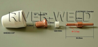32pcs For PT 31 -40 40a Standard Size Plasma Cutting Torch Cutter Consumables Extended Tip Nozzles Electrode 87728612
