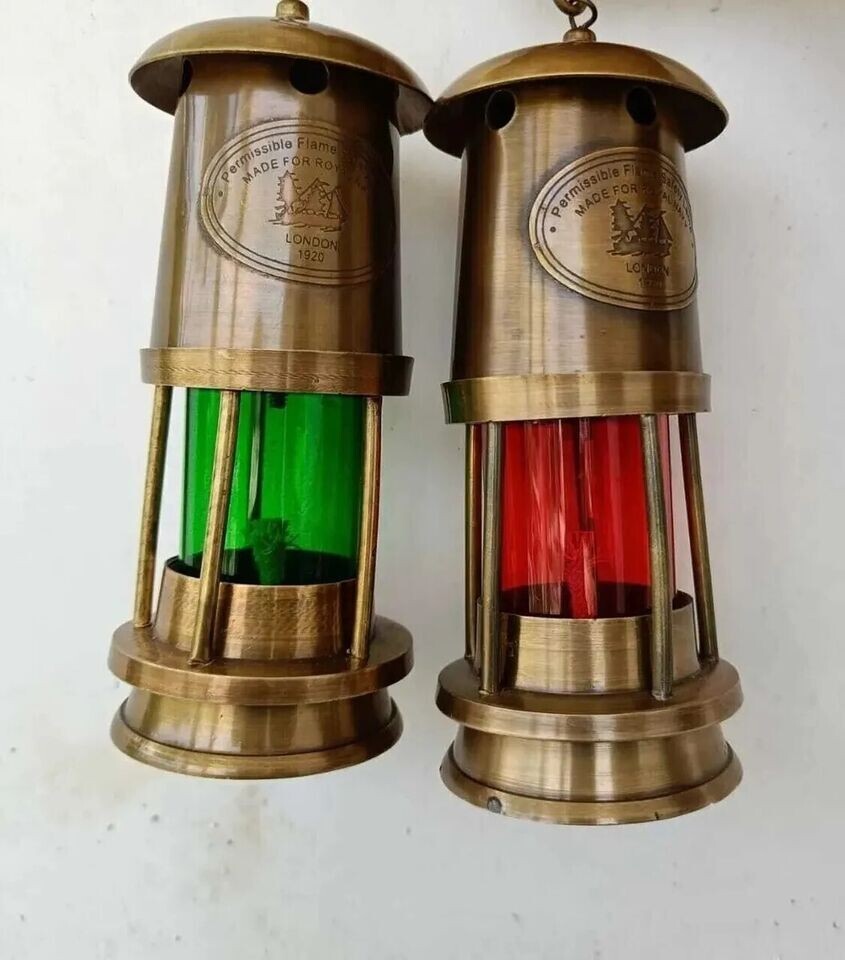 Oil Lamps For Boats Set Of 2 Antique Brass Miner's Lamps - 6 Inch