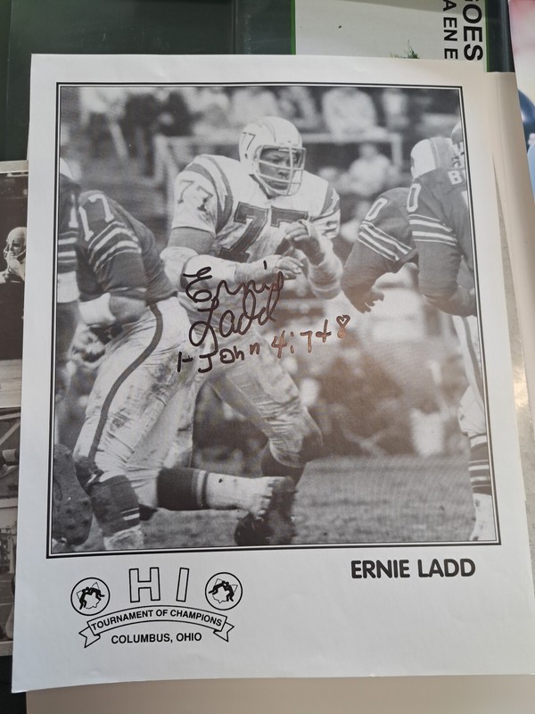 ERNIE LADD SIGNED AUTOGRAPHED 8x10 PHOTO SAN DIEGO CHARGERS WWF 
