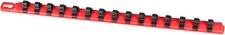 ERNST 18-Inch Socket Rail Organizer with 18 3/8-Inch Dura-Pro HD Clips, Red 8320