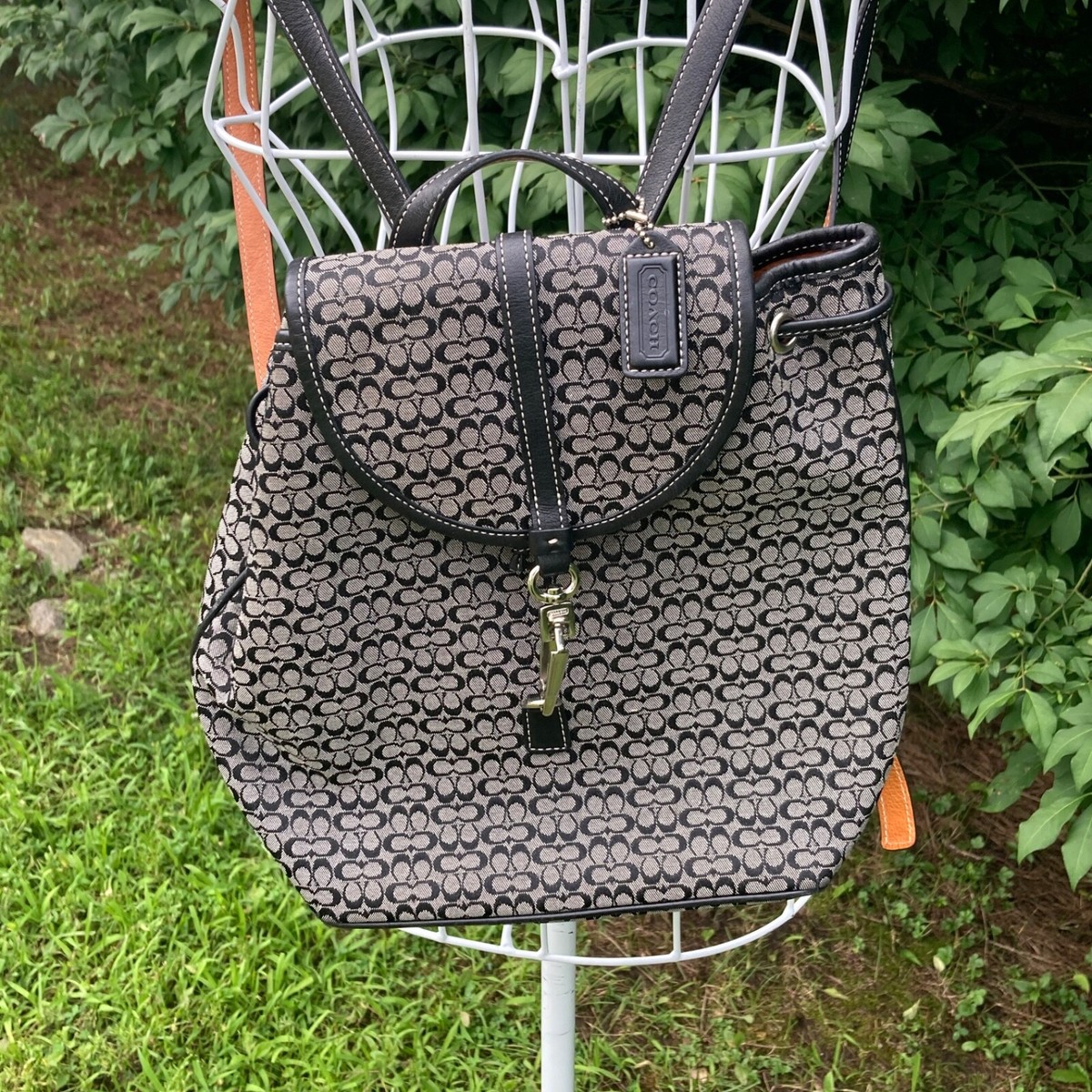 Coach Vintage Y2K Black Gray Silver Monogram Backpack Vintage 2000s Y2K Grey & Black Retro Grunge | Mercari main image 3