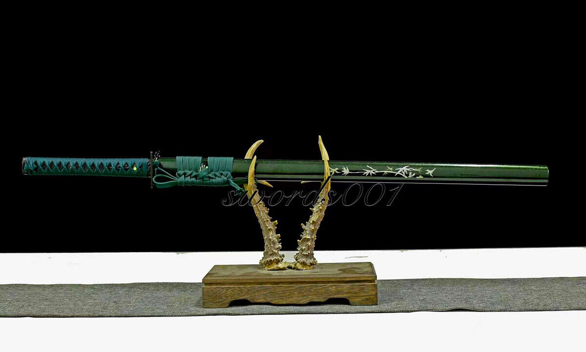 Elegant Green Ninja Sword Carbon Steel Blade Japanese Elegant Green Ninja Sword Carbon Steel Blade Japanese