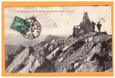 ANNECY (74) MOUNTAINEERS at the PYRAMID of POINTE PERCEE in 1912