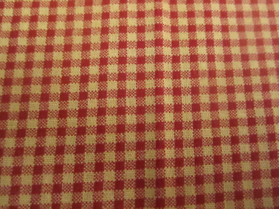 Cotton FAbric Tan and Rust Red Check Gingham Fabric 1 yd x 44 Quilt Craft