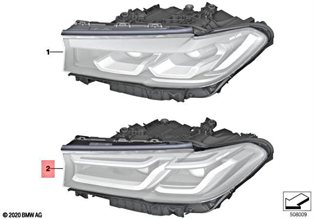 Genuine BMW M5 F90 G30 530e 530eX 530i HEADLIGHT LED AHL LEFT 