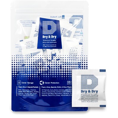 1 gram X 200 PK ''Dry & Dry'' Silica Gel Packets - Reusable(FDA Compliant)