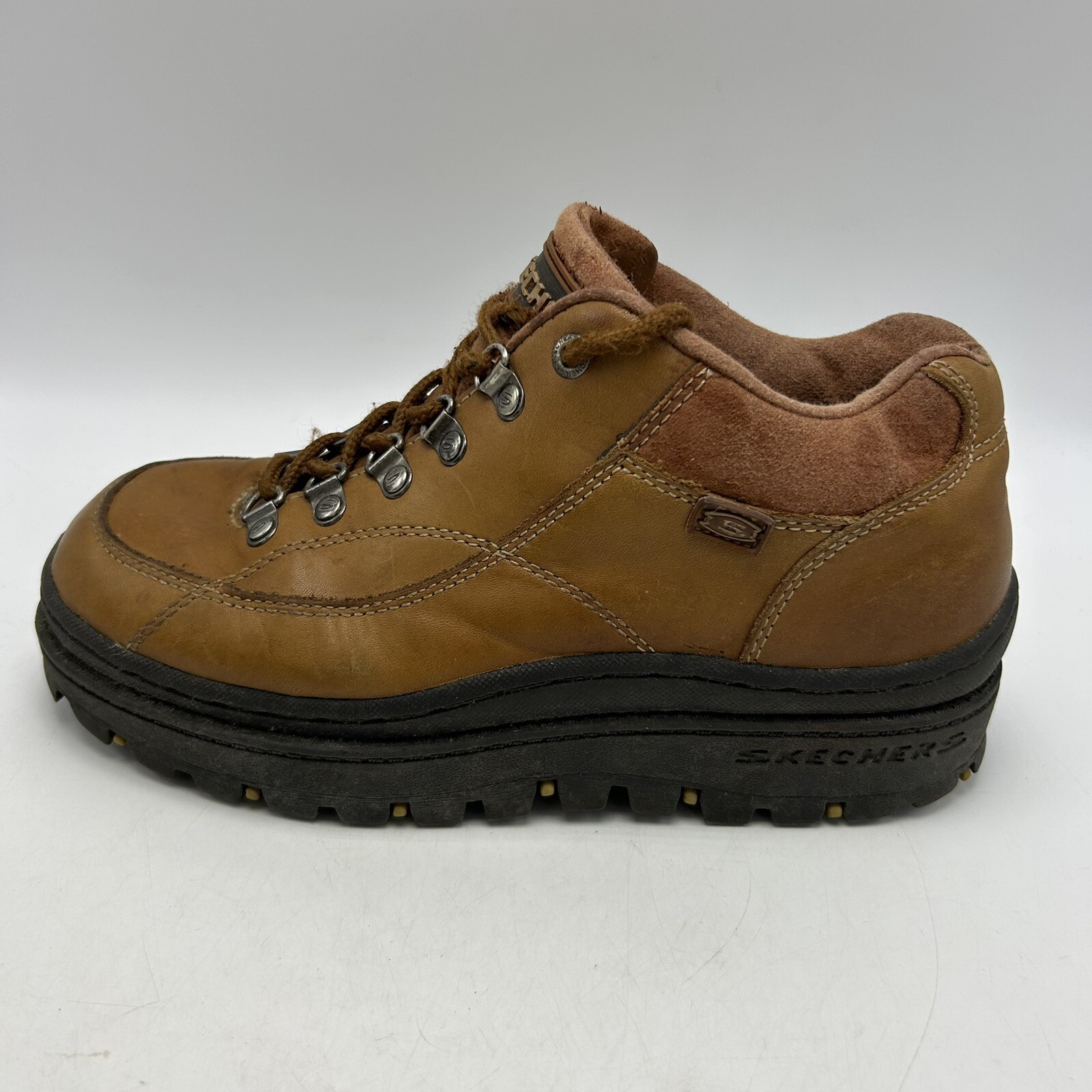 SAOLA Stivali Skechers donna suola 8 lug marrone chiaro pelle pizzo hipster Y2K leggi