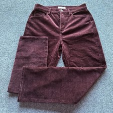 NEW Loft Pants Womens 27/4 Burgundy Corduroy Flat Front High Rise Five Pockets