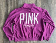 PINK Victoria Secret Women's Large Plum "Pink 86" Quarter Zip Sweatshirt