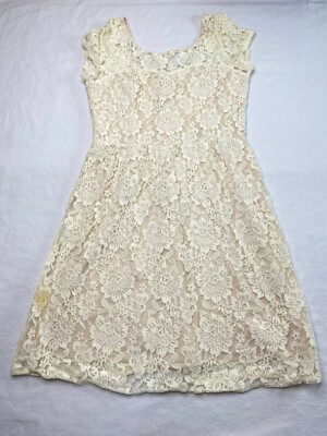 American Eagle Womens Dress sz 8 Ivory Lace Cottagecore Fairycore Bridal