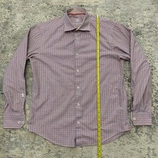 Bugatchi Uomo Mens Purple/White Long Sleeve Button Front Dress Shirt Size L