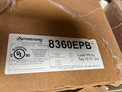 Armstrong LYRA Plant-Based Square Tegular Edge Ceiling Tile 15/16, 24'' x 24'', Wh