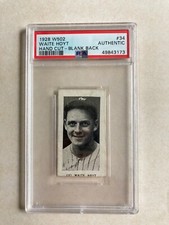 Psa authentic 1928 w502 Waite Hoyt hand cut blank back New York Yankees