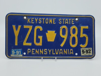 PENNSYLVANIA STATE ISSUED LICENSE PLATE YZG-985 EXPIRED DECORATION ONLY 