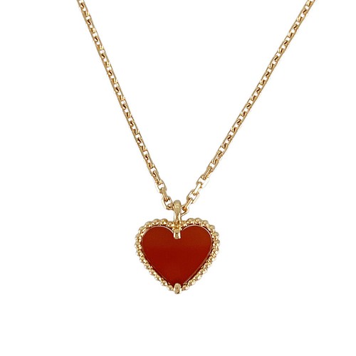 Van Cleef & Arpels Sweet Alhambra heart Rose gold Carnelian Necklace