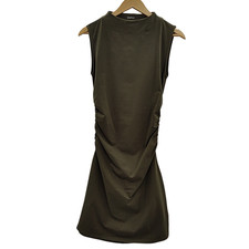 Quince Women Stretch Cotton Jersey Mock Neck Mini Dress Kalamata Olive S