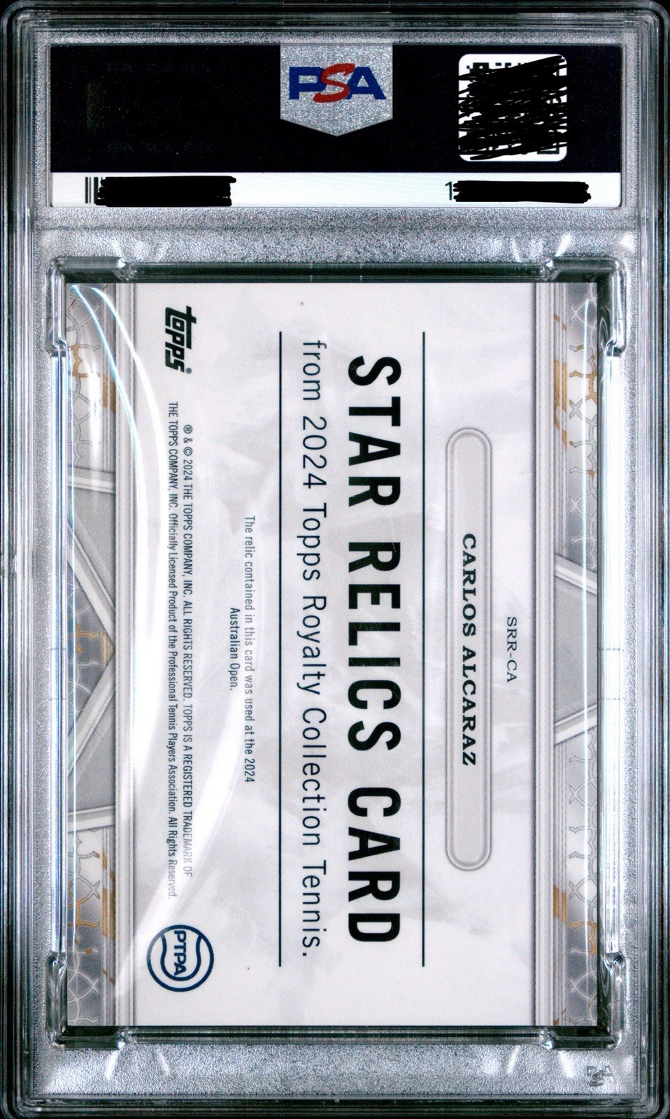 2024 PSA 9 Topps Royalty MATCH WORN Carlos Alcaraz Star Relics Jersey AO #14/75 view 2