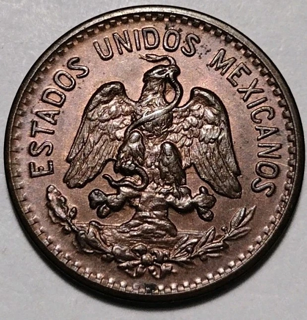 Mexico 1914 1 Centavo UnCirculated Bronze Coin KM#415 C25-510 - Image 2 of 4