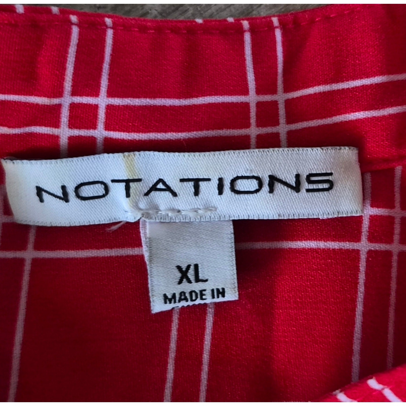 Notation Red Plaid Sleeveless Button-Up Shirt Siz… - image 3