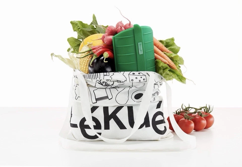 Lekue Steam Case for 1-2 People, Microwave and Oven Safe Green & Grocery Bag NIB - Image 4 of 4