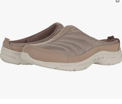 EASY SPIRIT TRAVELTIME BREEZIE2 MULES IN TAUPE, FOR WALKING/WORK/TRAVEL - NIB
